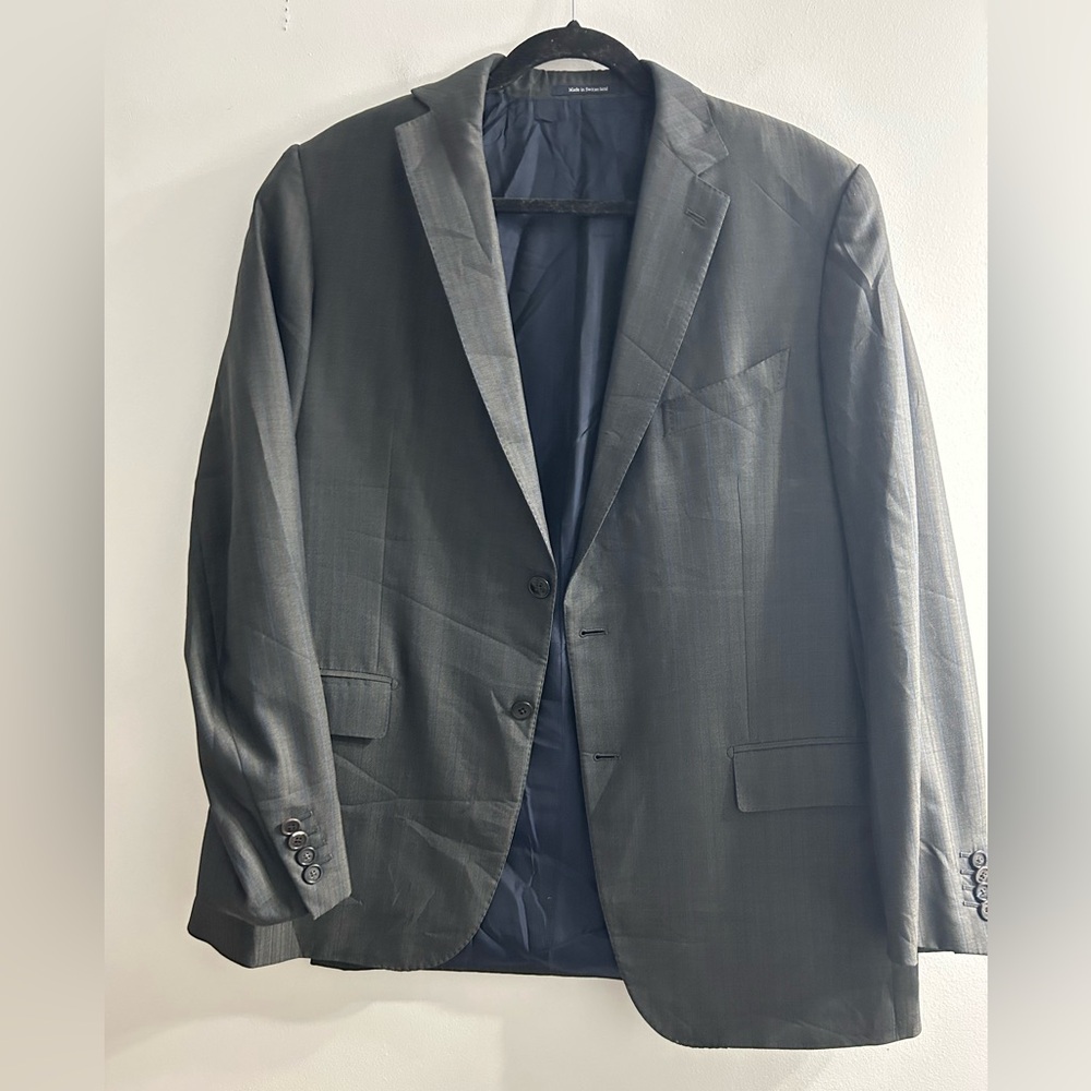 ermenegildo zegna trofeo 600 wool silk blazer suit jacket dark grey and blue - Picture 4 of 11
